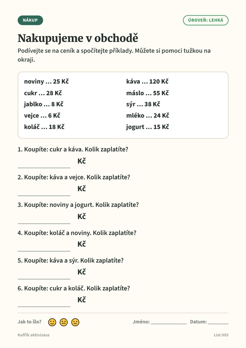 Nakupujeme v obchodě